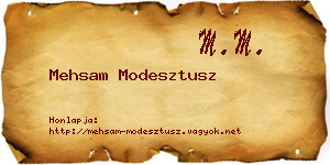 Mehsam Modesztusz névjegykártya
